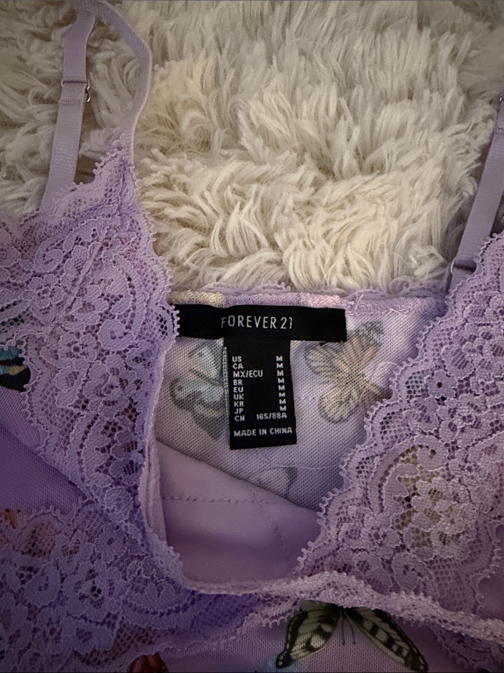 Forever 21 Lilac Butterfly Lace-Trim Two-Piece Set - Picture 5 of 5